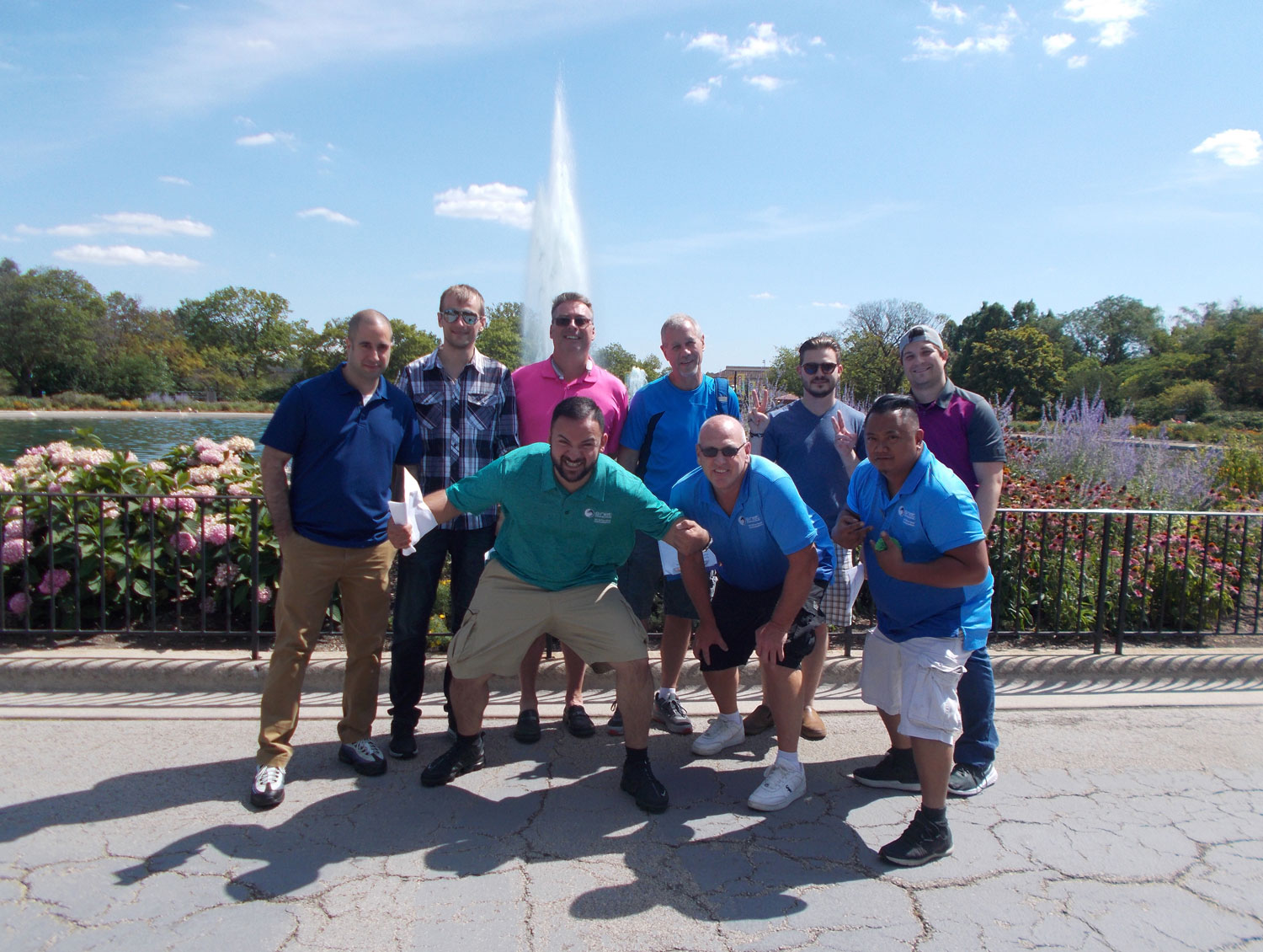 Team Funny McFuns enjoying the sunshine at the Roosevelt fountain.