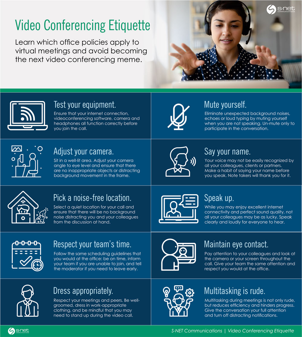 Video conferencing etiquette when working from home.