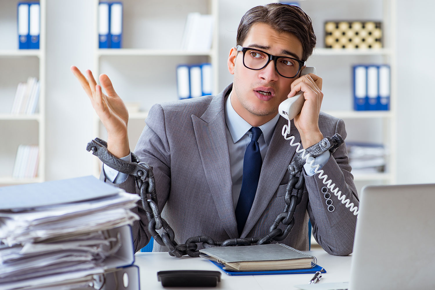 Chained to Office Phone